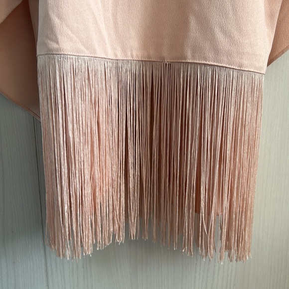 Nwt Aidan by Aidan Mattox Strapless Tiered Crepe & Fringe Midi Cocktail Dress 8 - Picture 6 of 10